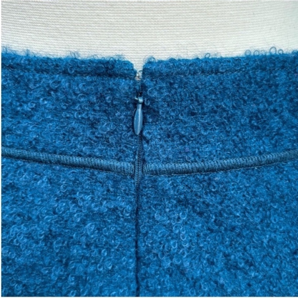 St John Pencil Skirt Office Tailored Boucle Wool Mohair Silk Teal Blue Size 4 - Picture 13 of 16